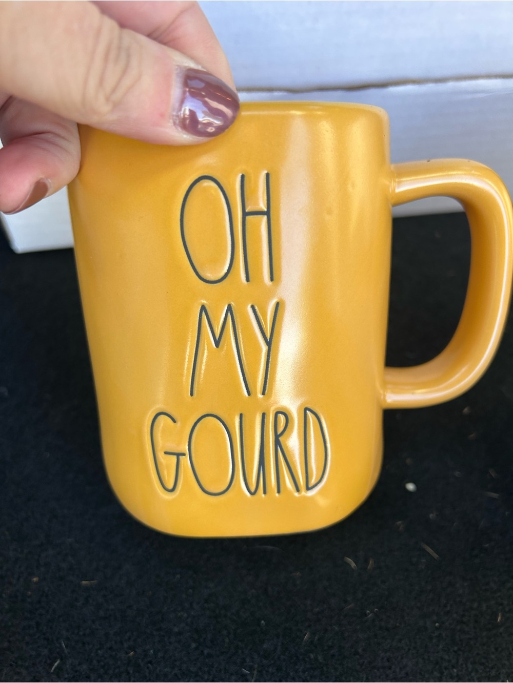 Rae Dunn Mustard Yellow "OH MY GOURD" Ceramic Mug